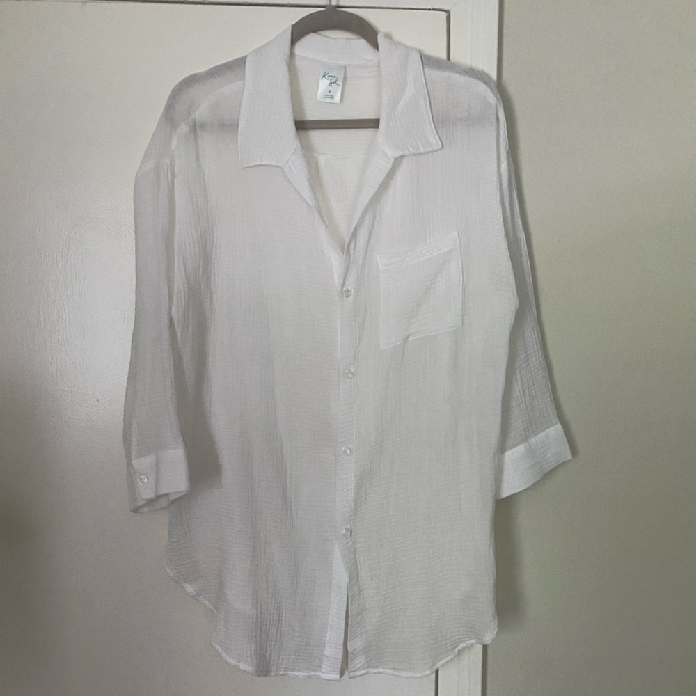 Kona Sol White Casual Button Down Shirt